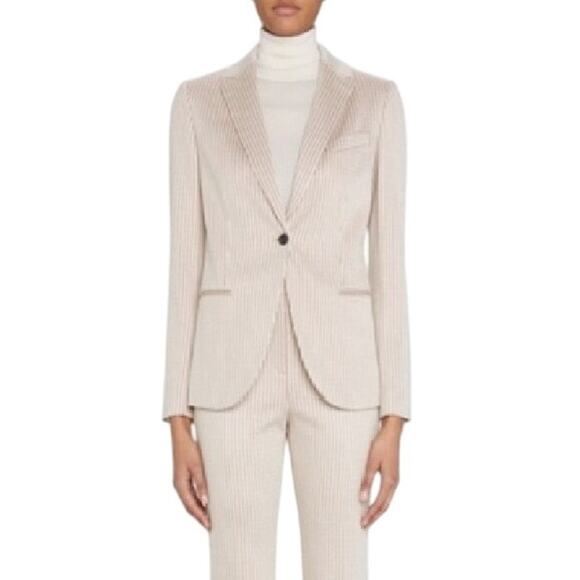 THEORY Women's Staple Stratton Knit Blazer in Blush Pink Multi Houndstooth, 12 - Picture 1 of 5